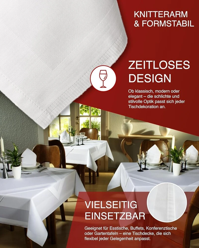 Texpot Damask staltiesės takelis 40 x 130 cm, baltas satino kraštelis, galima skalbti 95 °c temperatūroje, 100% medvilnė, aukštos kokybės dviejų siūlų
