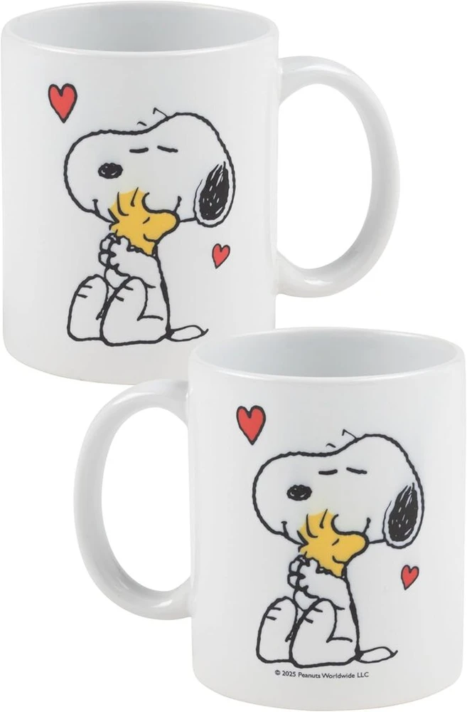 The Peanuts Snoopy puodelis - Hug Woodstock kavos puodelis keramikinis baltas 320 ml