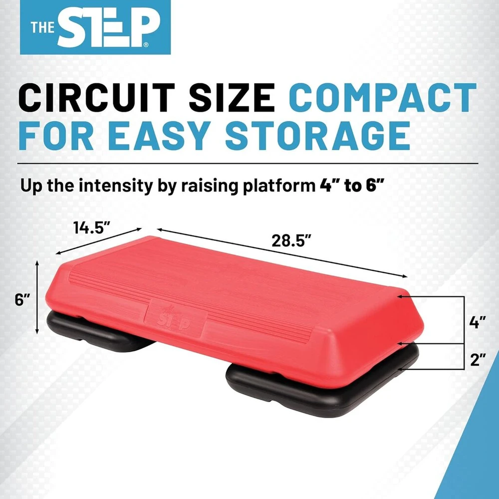 The Step Circuit Size aerobinė platforma, Circuit Size steperiai mankštai su paaukštinimais reguliuojamai treniruotei namuose, laiptų steperis mankštai ir namų sporto salei