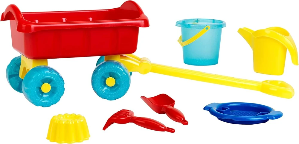 Theo Klein 2002 Aqua Action vežimėlis su smėlio kibirėlių rinkiniu, 6 dalys, žaislas, įvairiaspalvis