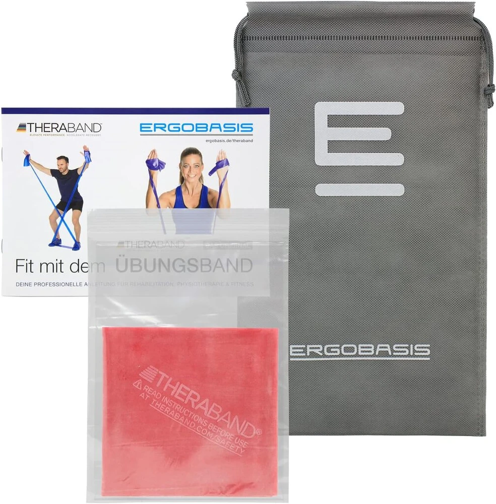 Theraband Original Thera-band 2.5m Free 24 puslapių pratimų knyga - raudona/vidutinė