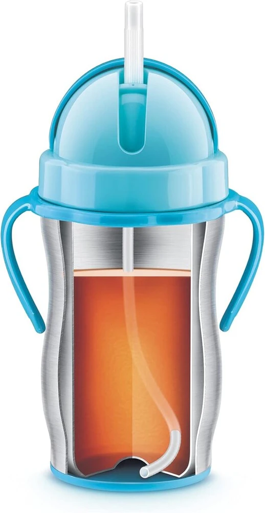 Thermos Tescoma Bambini vaikiška vakuuminė gertuvė su šiaudeliu, 300 ml, nerūdijanti, rožinė
