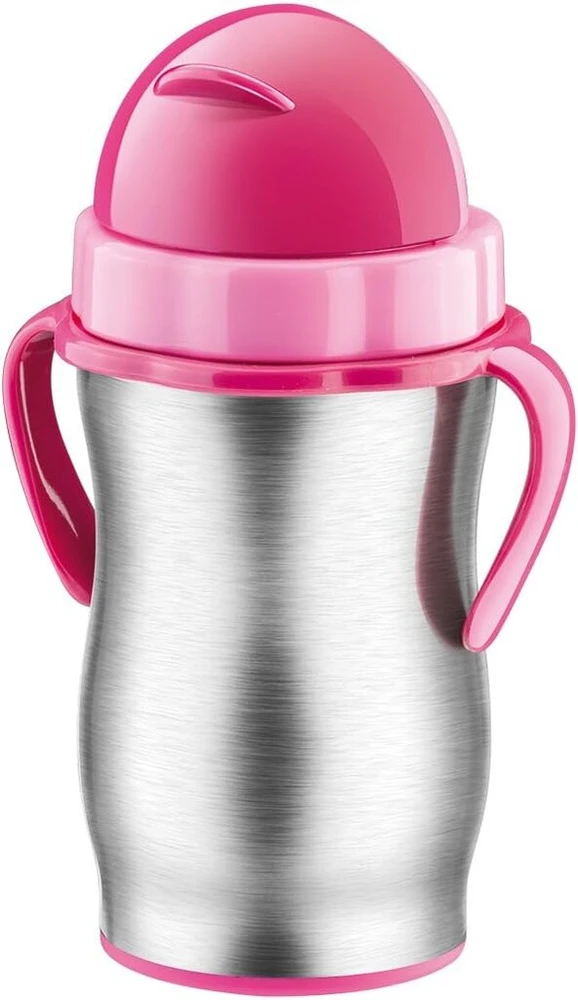 Thermos Tescoma Bambini vaikiška vakuuminė gertuvė su šiaudeliu, 300 ml, nerūdijanti, rožinė