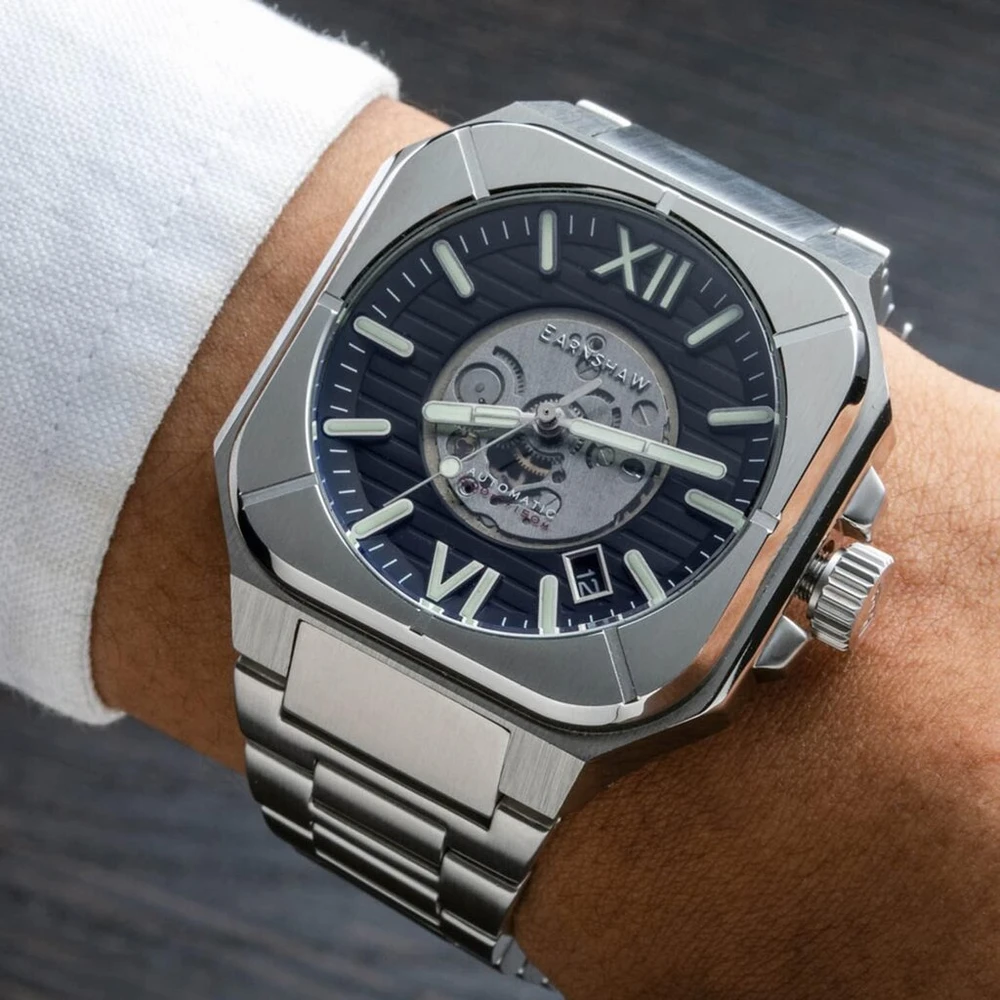 Thomas Earnshaw automatinis laikrodis Es-8258-11, sidabrinis, apyrankė