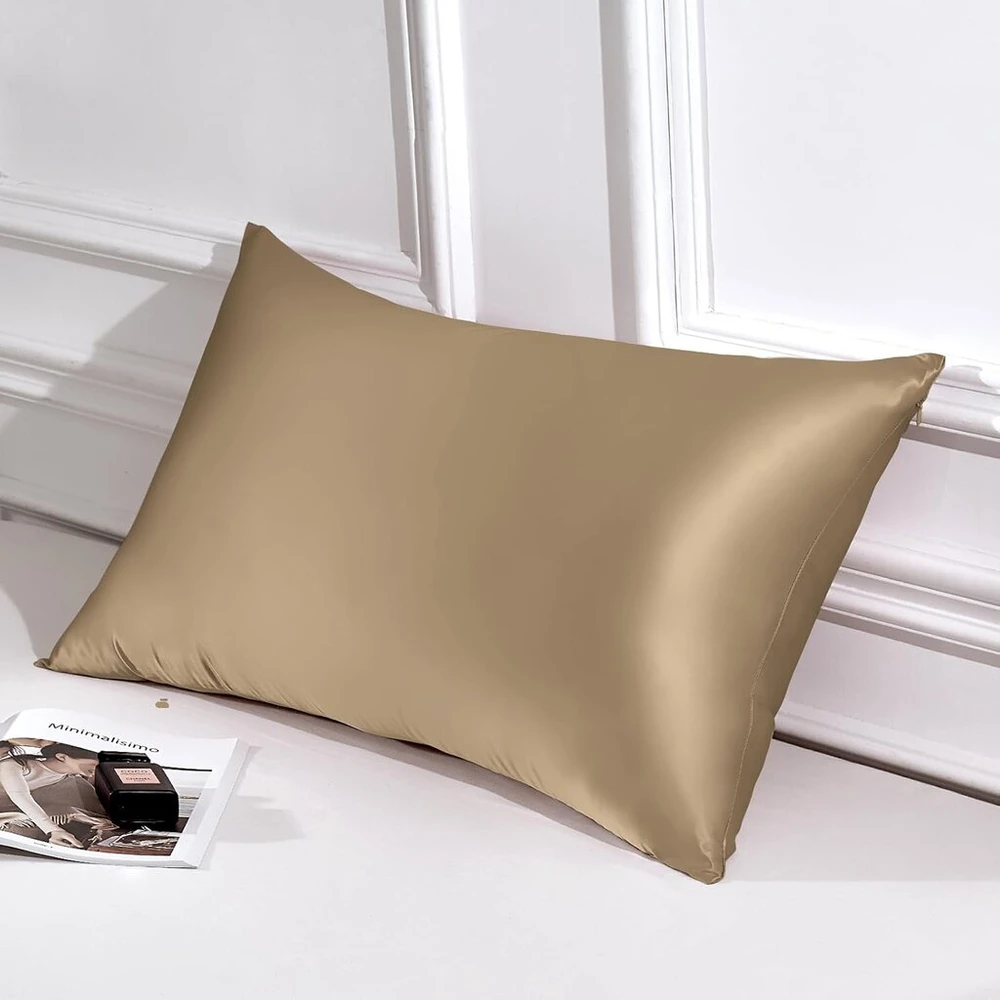 Thxsilk šilkinė pagalvės užvalkalas 40 x 60 cm - 100% šilkmedžio šilko pagalvės užvalkalas - hipoalerginis su paslėptu užtrauktuku - 22 momme dvipusis grynas šilkas 1 vnt. taupe