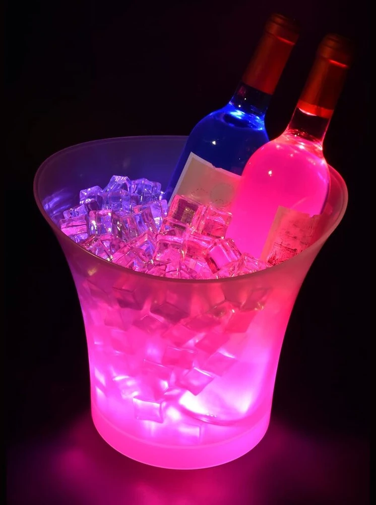 Tiandirenhe Led ledo kibiras, šampano aušintuvas Led, 5l Led ledo kibiras, spalva gali būti reguliuojama, spalvingas gradientas, spalvingas blyksnis, skirtas šampanui, vynui, gėrimams, alui atvėsinti, vakarėliams, barui, klubo temai