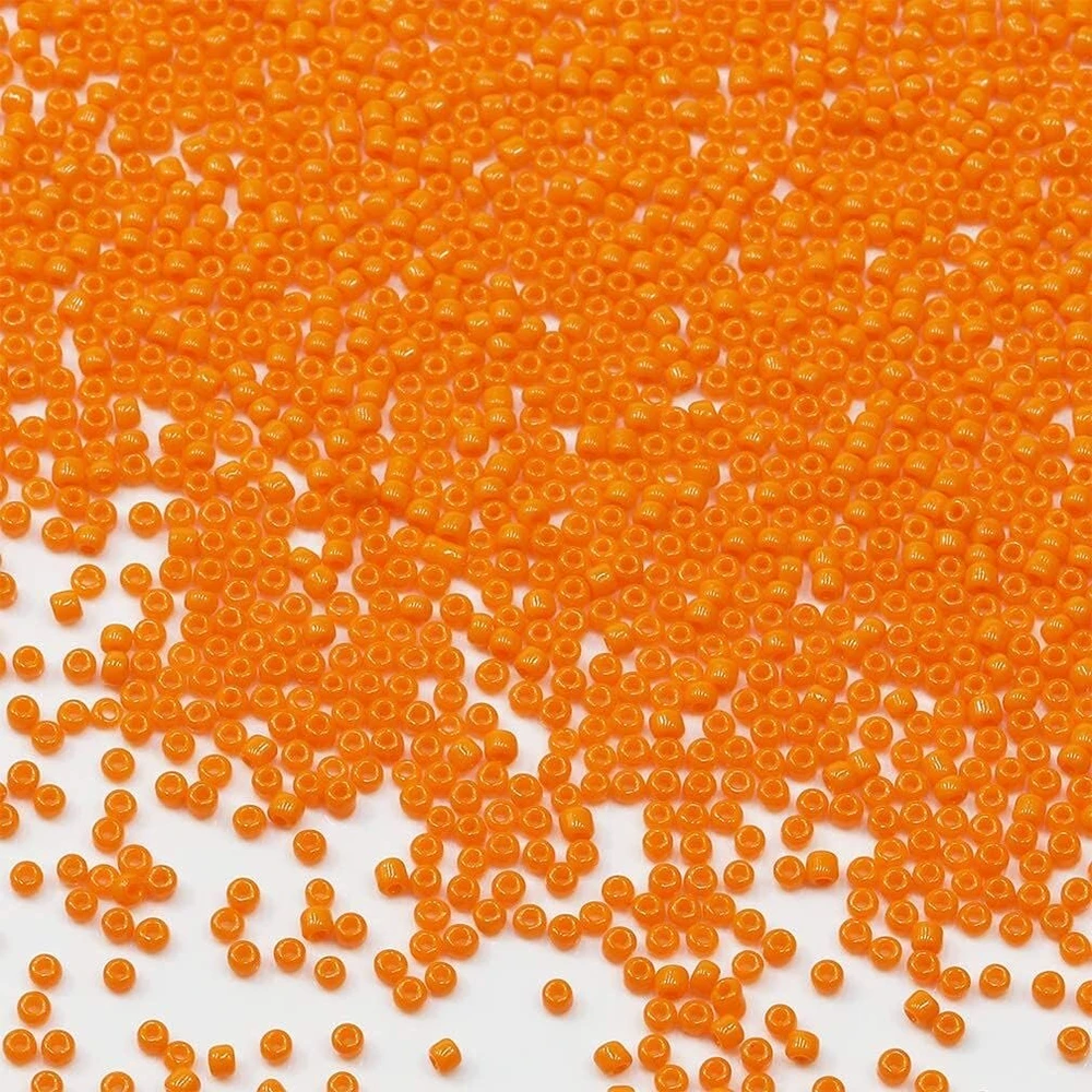 Tibaoffy Stiklo karoliukai 12/0, 2 mm, oranžiniai karoliukai papuošalų gamybai (iš viso apie 100 g, apie 11000 vnt.)