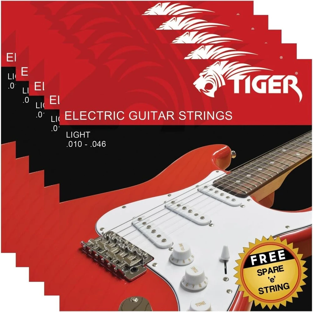 Tiger elektrinės gitaros stygos - 5 vnt. pakuotė Light (10-46) rinkiniai