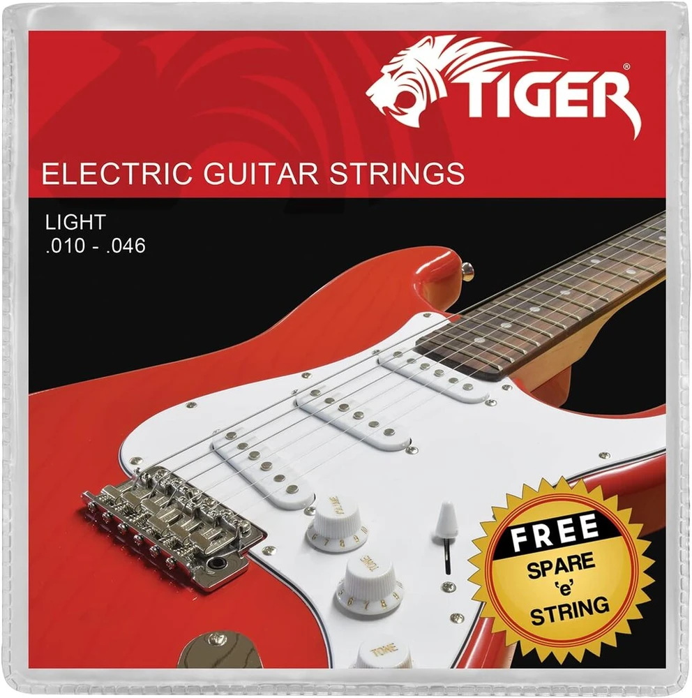Tiger elektrinės gitaros stygos - 5 vnt. pakuotė Light (10-46) rinkiniai