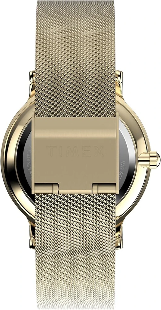 Timex madingas moteriškas laikrodis 34 mm aukso spalvos apyrankė greito atsegimo juodas ciferblatas aukso spalvos korpusas Tw2y07100, auksinis, apyrankė