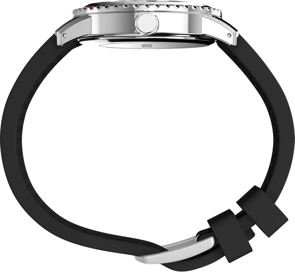 Timex vyriškas klasikinio stiliaus 41 mm laikrodis – juodas silikoninis dirželis, juodas ciferblatas, nerūdijančio plieno korpusas