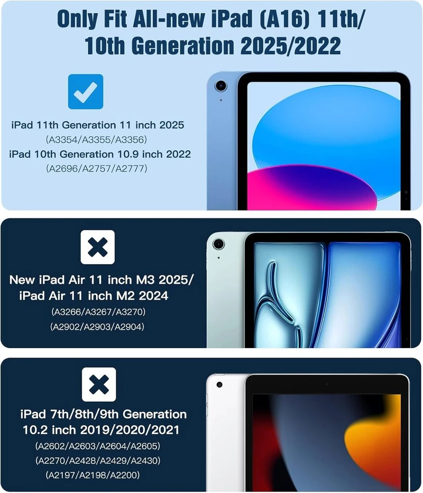 Timovo dėklas, skirtas ipad a16 11-os kartos 11 colių 2025, ipad 10-os kartos 2022 10,9 colio, plonas minkštas matinis permatomas tpu apsauginis dėklas, automatinis miego/pabudimo režimas, gencijonų mėlyna