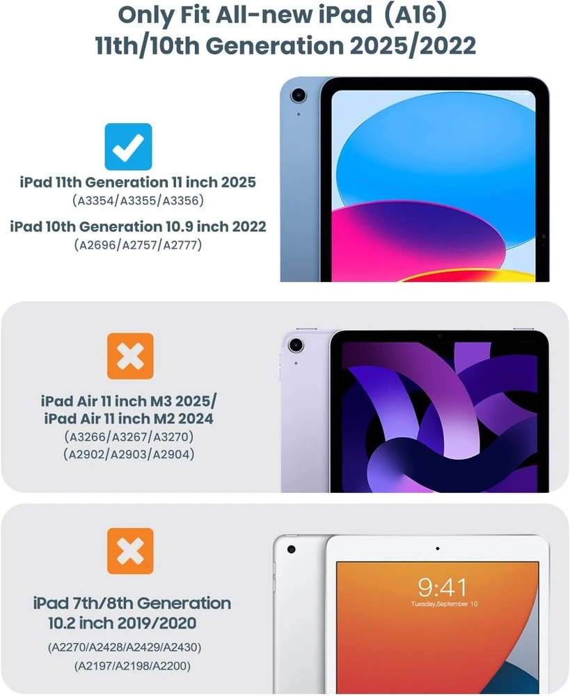 Timovo dėklas, skirtas ipad a16 11-os kartos 11 colių 2025 m., ipad 10-os kartos 2022 m. 10,9 colio, plonas magnetinis trifold stovas, apsauginis dėklas su automatiniu miego/pabudimo režimu, juodas