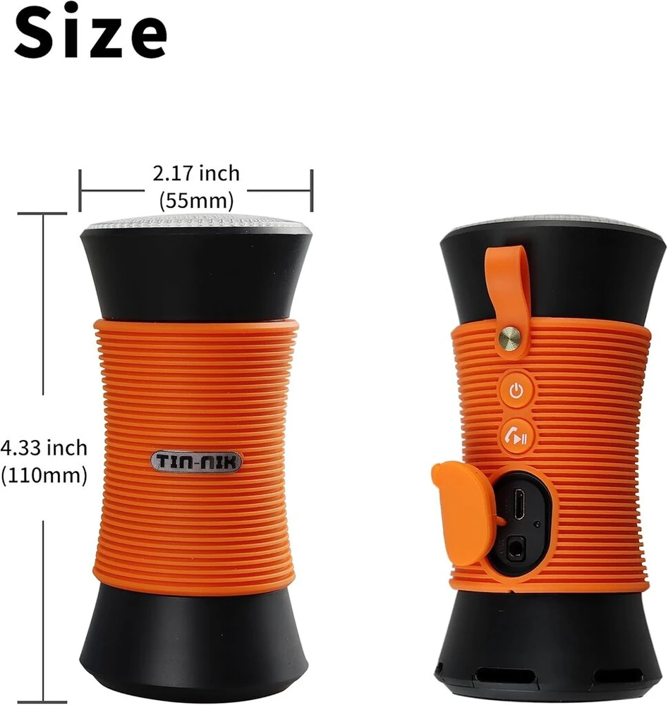 Kompiuterio kolonėlės Tin-nik Nešiojama tikra belaidė stereo (tws) bluetooth garsiakalbių pora su vokiška stiklo membranos technologija, bluetooth muzika, skambinimas laisvomis rankomis, dinamiška Led šviesa, Aux režimas
