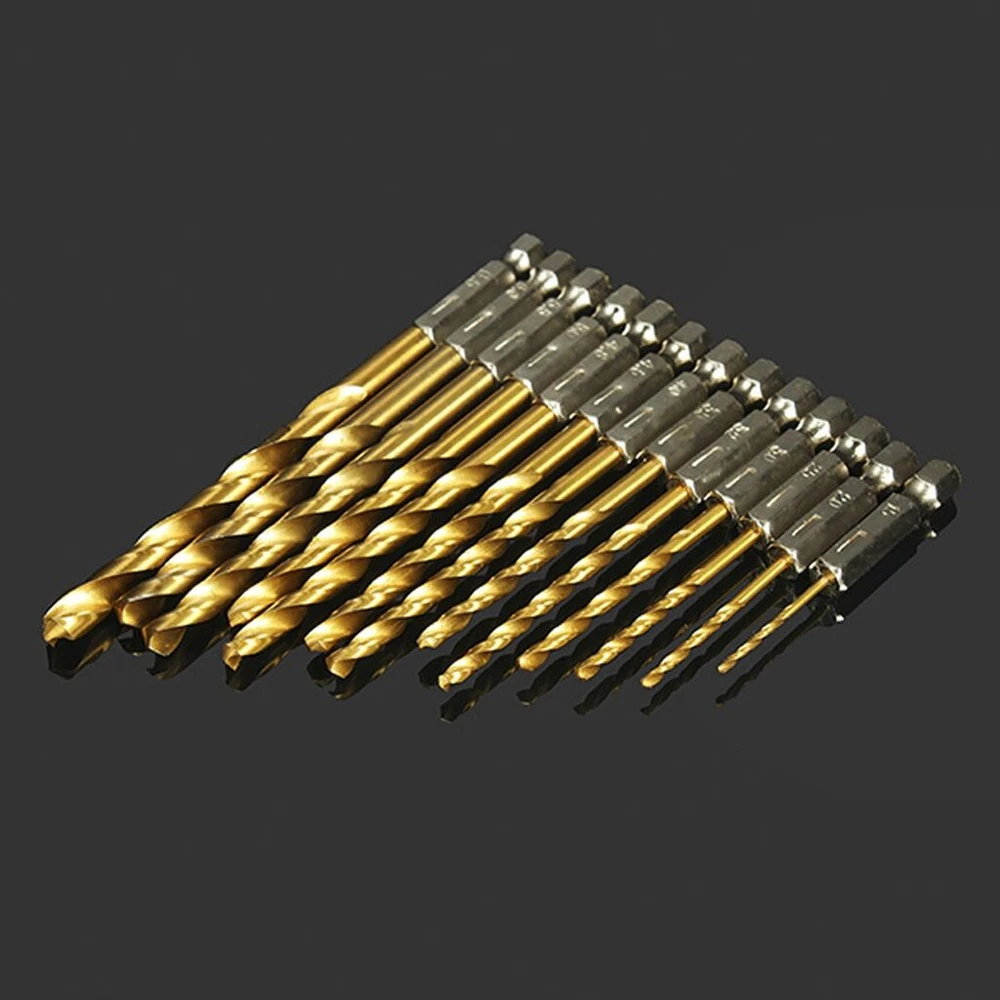 Titano grąžtų rinkinys 13 vnt., 1/4" šešiakampis kotas, 1.5-6.5mm