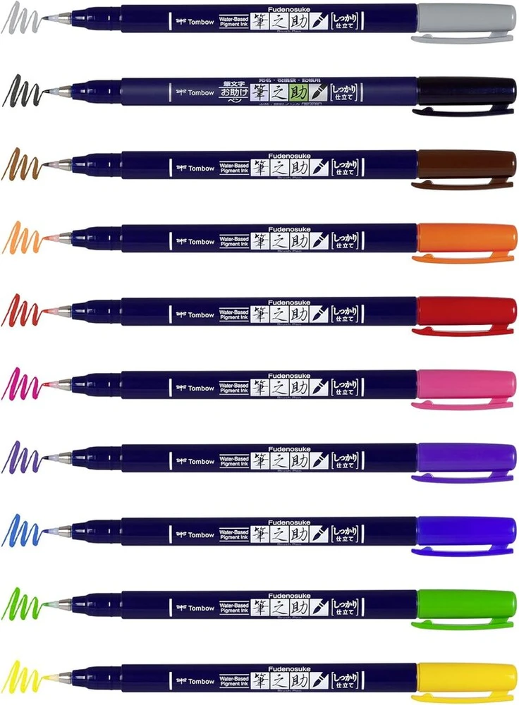 Tombow Fudenosuke Ws-bh-10p teptukų rinkinys, 10 vnt.