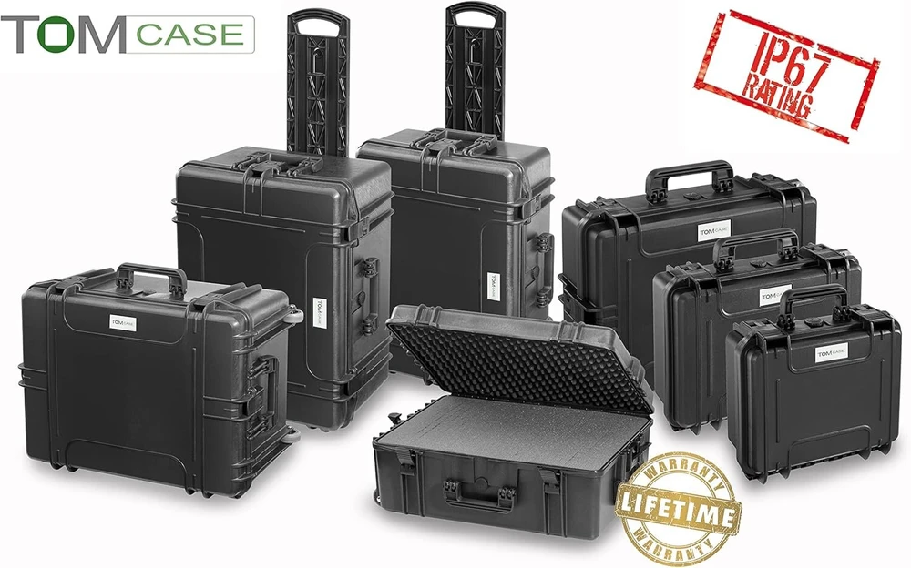 Tomcase profesionalus fotoaparato dėklas su paminkštintomis nailono vidinėmis pertvaromis, lanksčiai reguliuojamas, atsparus vandeniui, lauko dėklas Ip67, juodas, lauko