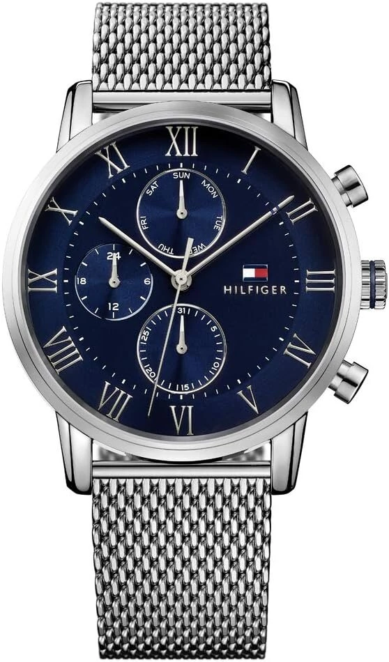 Tommy Hilfiger kvarcinis laikrodis su keliais ciferblatais vyrams su nerūdijančio plieno apyranke, nerūdijančio plieno apyrankė - 1791398 ir kvarcinis laikrodis su keliais ciferblatais vyrams su tamsiai mėlyna silikonine apyranke - 1791476, sportinis
