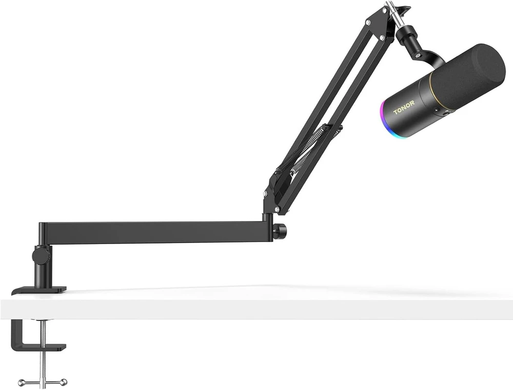 Tonor Xlr/usb žaidimų mikrofonas su žemo profilio mikrofono stovu, skirtas podcast'ų transliacijoms, studijos vokalams, dinaminis Pc mikrofonas su Rgb režimais ir reguliuojamu ryškumu, skirtas Ps4/5 Mac Mixer garso plokštėms Td520s+