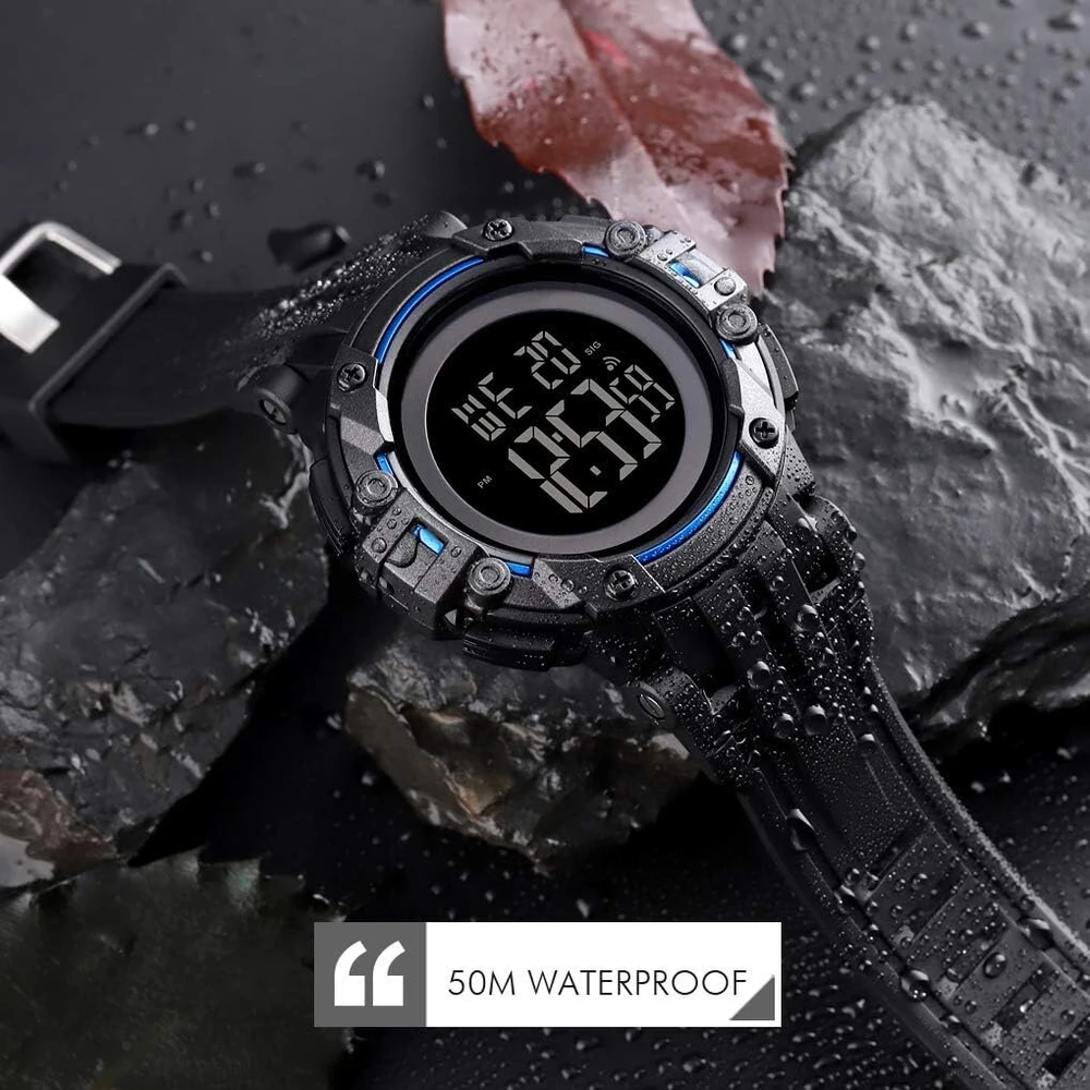 Tonshen vyriškas lauko sportinis skaitmeninis laikrodis Led elektroninis žadintuvas chronometras plastikinis laikrodis 50 m atsparus vandeniui