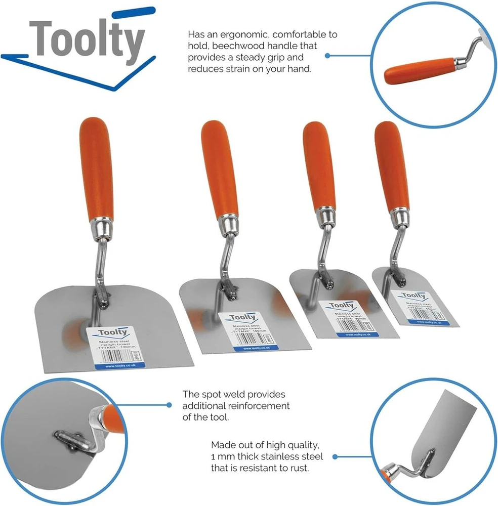 Toolty nerūdijančio plieno glaistyklė "profi" sienų glaistyklė tinkavimo glaistyklė 60, 80, 100, 120 mm - mūrui, plokščių darbams, tinkavimui - medinė rankena "pasidaryk pats" - Tlty-s010