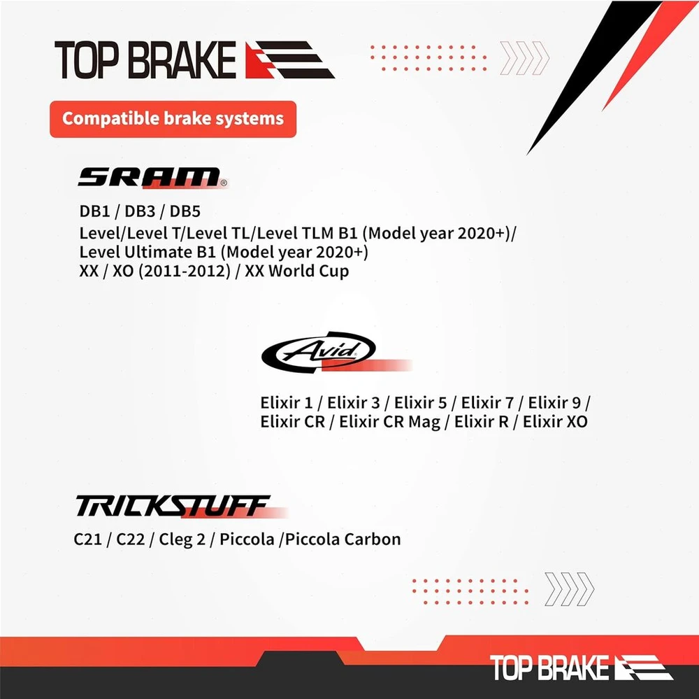 Top Brake diskiniai stabdžių kaladėlės dviračiams, suderinamos su Sram Level T/tl/ultimate B1, Xx/x0/xxwc, Db1/3/5; Avid Eliksyras 1/3/5/7/9/r/er/cr Mag | Mtb/emtb/gravel/cross-country(xc)/rracing/trail