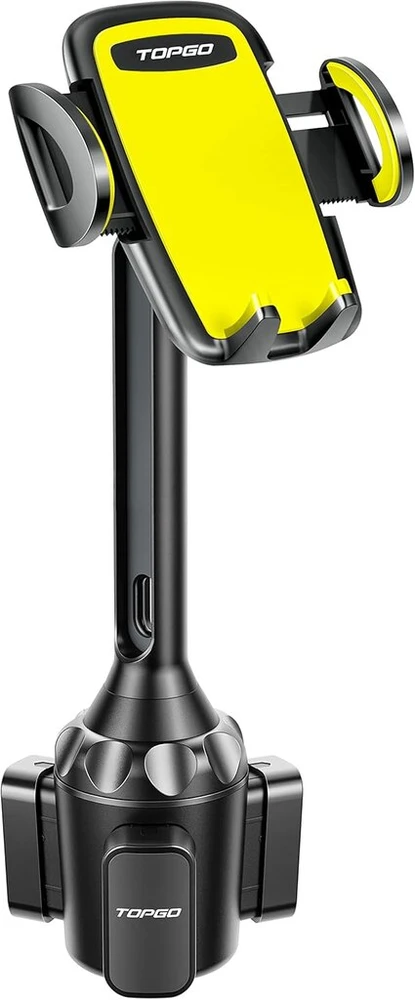 Topgo telefono laikiklis puodeliui, patobulintas ilgas strypas ir tvirtai stabilus puodelio laikiklis automobiliui, telefono laikikliai, skirti iphone 14 ir daugiau išmaniųjų telefonų (geltonas)