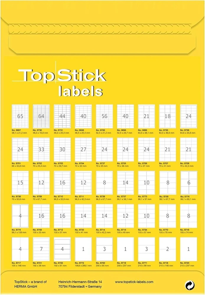 Topstick 8660 universalios etiketės, 8000 vnt., 35.6x16.9 mm, baltos
