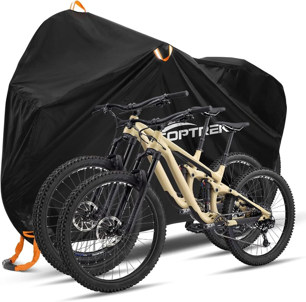 Toptrek dviračio uždangalas 2 dviračiams, neperšlampamas, 210d oksfordo audinys, dviračių garažas, lauko, 210 x 110 x 95 cm, aukštos kokybės dviračio brezentas su užrakto kilpomis, apsauga nuo saulės, atsparumas plyšimui