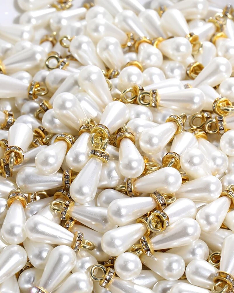 Tozbleu karoliukai pakabukams - 40 vienetų 8 x 15 mm perlinis pakabukas ašaros formos, apvalūs, dirbtiniai perlai, pakabukas, vandens lašai, skirti papuošalų gamybai, auskarams, vėriniui