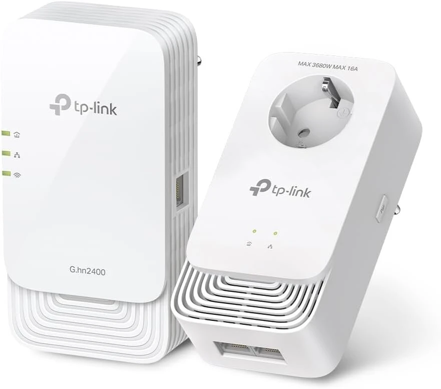 Šakotuvas Tp-link pgw2440 kit wlan powerline g.3000, 2000 wi-fi, iki 1428 mbps per powerline, gigabit ethernet, papildoma jungtis, plug & play, nesuderinamas su homeplug av/av2