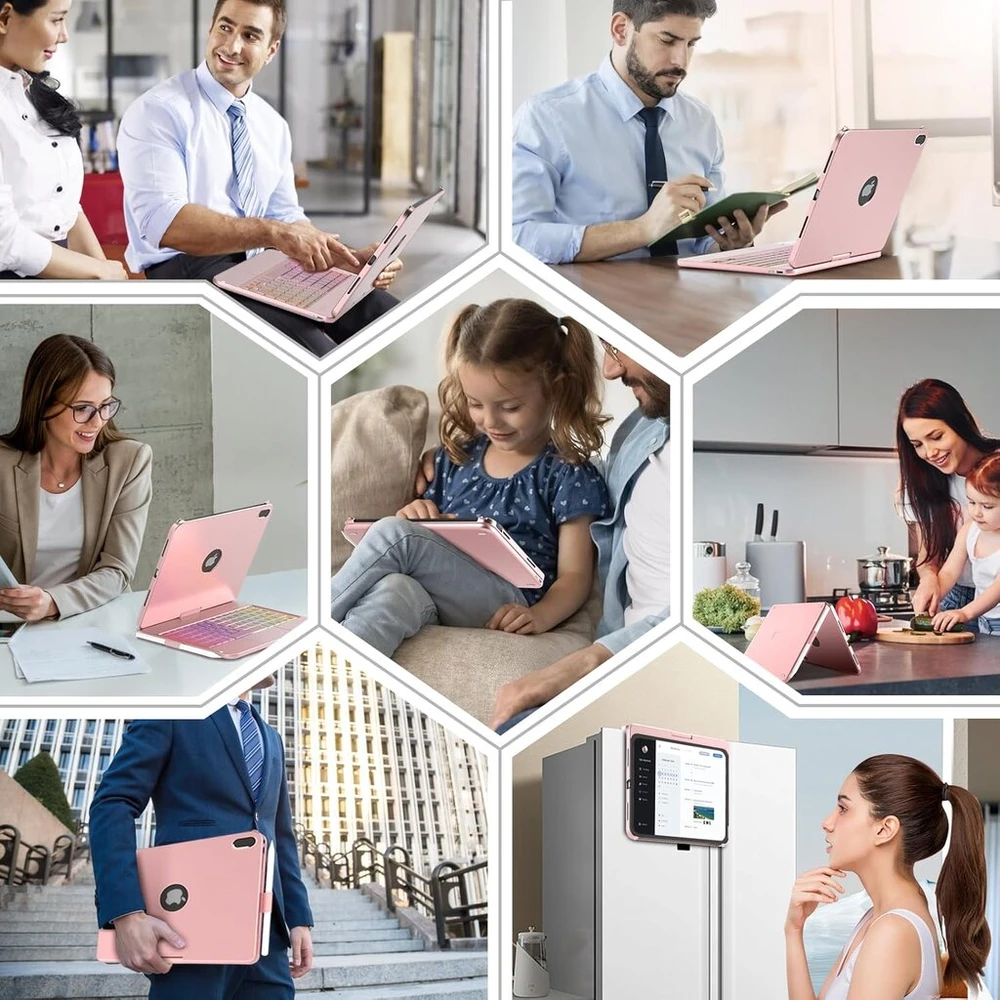 Tqq dėklas, skirtas Ipad 10 kartos su Klaviatūra/(a16) 11 kartos (11/10,9 colio, 2025/2022) su dideliu tiksliuoju jutikliniu kilimėliu, nešiojamojo kompiuterio klaviatūra su 10 spalvų apšvietimu, itališka