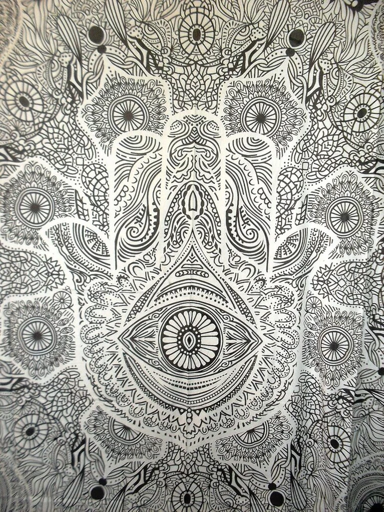 Tradicinis didelis Jaipur Hamsa rankos gobelenas, Fatima rankos sienų dekoracija, Indijos bendrabutis, kambario dekoracija, Hippie Bohemian sėkmės sienų dekoras, 88 x 95 colių