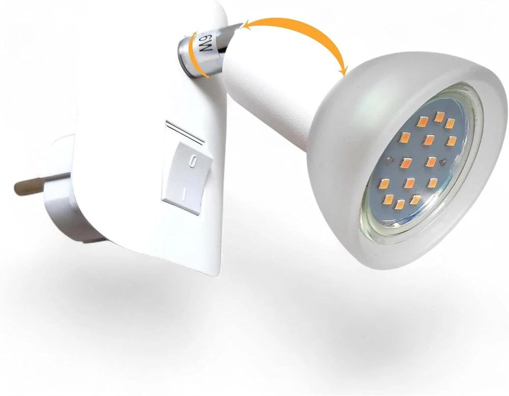 Trango Cali* 11-046 led kištukinis šviestuvas matine balta spalva su stikliniu gaubtu, įskaitant 1x gu10 led lemputę 3000 k šiltai balta ir svirtinį jungiklį, skaitymo lempa, virtuvės lempa, lizdo lempa, sieninis šviestuvas