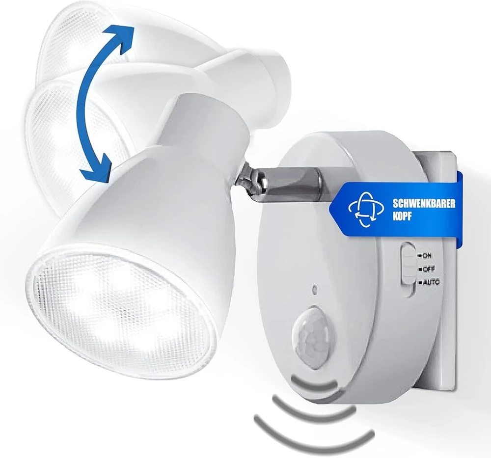 Trango Milo 2635-016 led naktinė lemputė su judesio ir prieblandos jutikliu, balta, 4 w apsauginė lemputė 230 v, lizdinė lempa, sieninė lempa, orientacinė lemputė, naktinė lempa, lizdinė lemputė