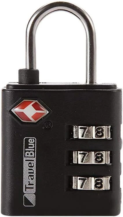 Travel Mėlyna tsa patvirtinta 3 skaitmenų apsaugos kodinė spyna, lengvai naudojama, tvirta, idealiai tinka lagaminams, kelioniniams krepšiams, kuprinėms, bagažo spynoms - tsa saugumo patikrinimai, juoda, bagažo spyna