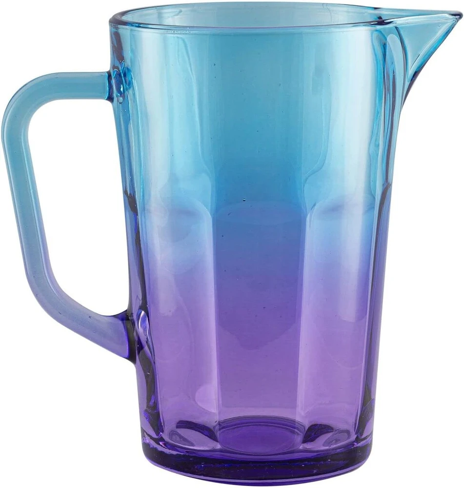 Trend For Home Gigi Dreamy Sunset stiklinė vandens karafa 1 litras su patogia rankena spalvingas vandens ąsotis 19 cm stiklinis ąsotis mėlynai violetinis stiklinis ąsotis vandens ąsotis stiklinė karafa ąsotis stiklinis ąsotis 1 litras spalvingas