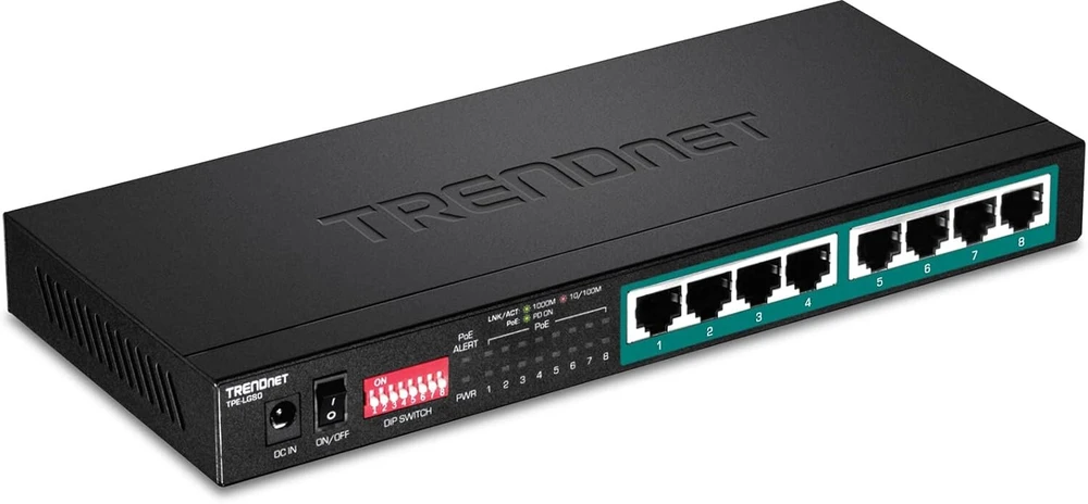 Šakotuvas Trendnet 8 prievadų Gigabit Poe+ jungiklis, ilgas atstumas