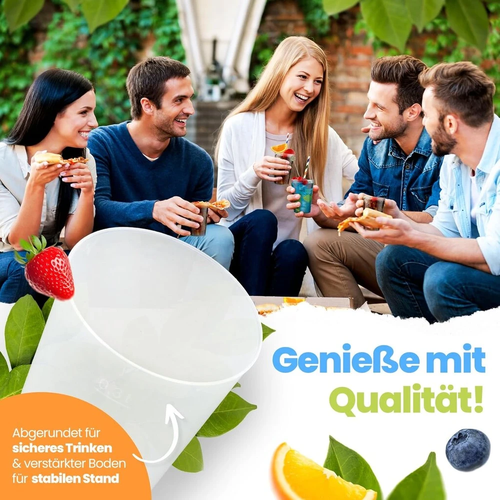 Trinklicht® 30 kokteilinės taurės 0.3 l daugkartinio naudojimo plastikinės gėrimų taurės vakarėliams, galima plauti indaplovėje, nedūžtančios, permatomos plastikinės taurės