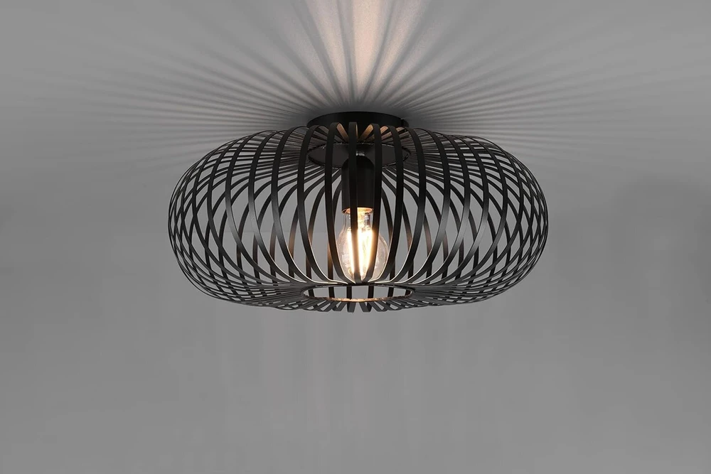 Trio Leuchten Johann 606900132 lubinis šviestuvas, metalas, matinė juoda, 1x E27 lemputė neįtraukta