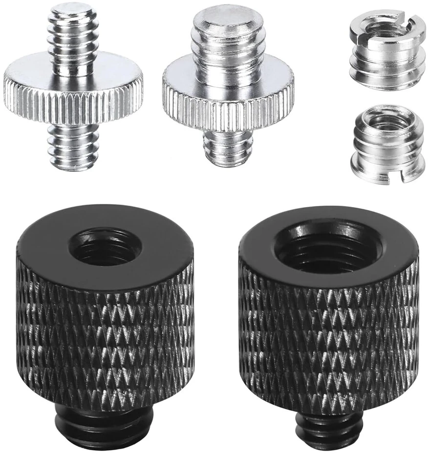 Objektyvas Tripod adapteris nuo 1/4 iki 3/8 colio sriegio trikojo kameros varžtų adapterio rinkinys adapteris trikojis dvigubas varžtas kameros mikrofono trikojo lempos trikojams
