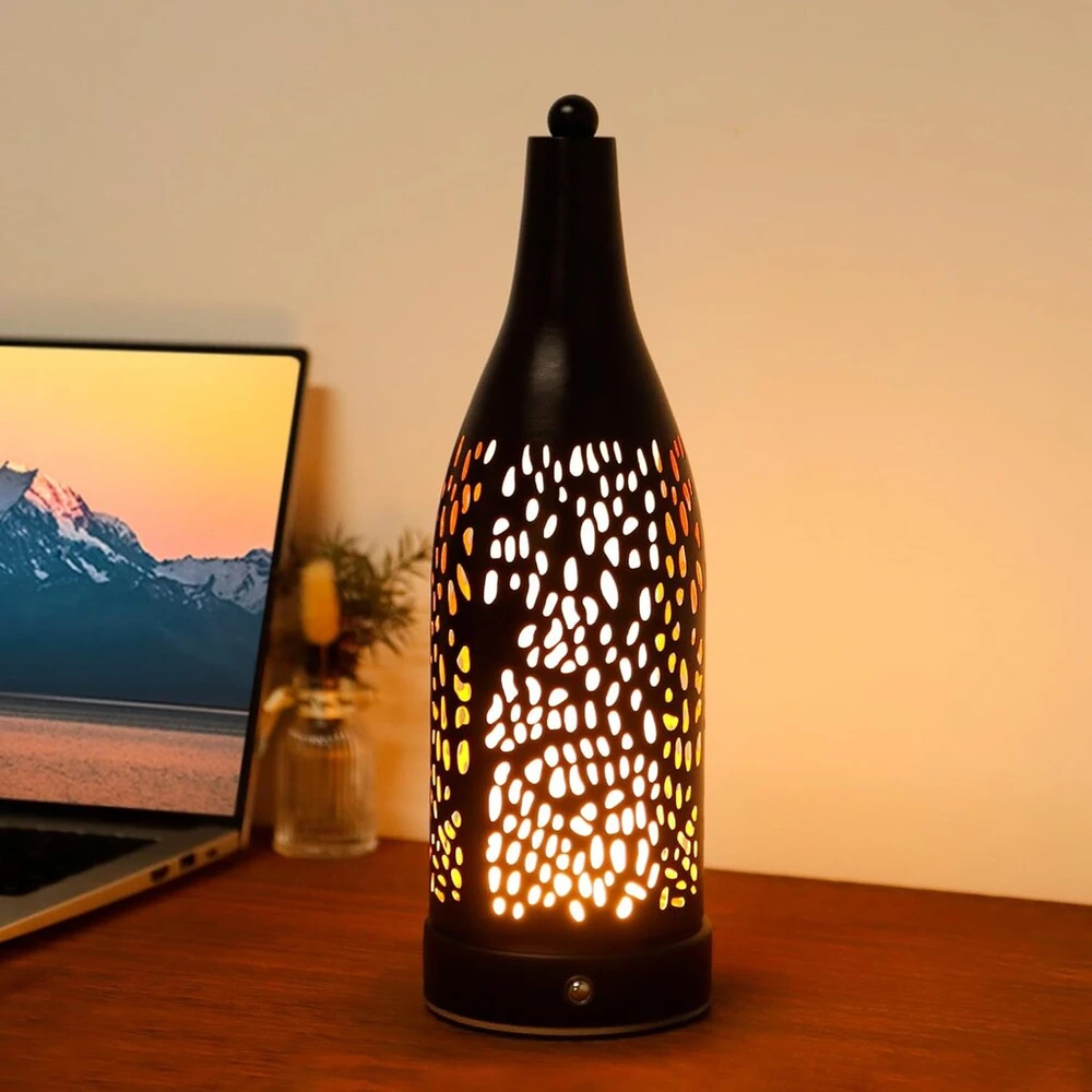 Trirocks Nešiojamas belaidis lauko žibintas, maitinamas baterijomis, įkraunamas stalinė lempa, 3500 Mah Led baterija, 3 lygių jutiklinis reguliuojamas naktinis šviestuvas