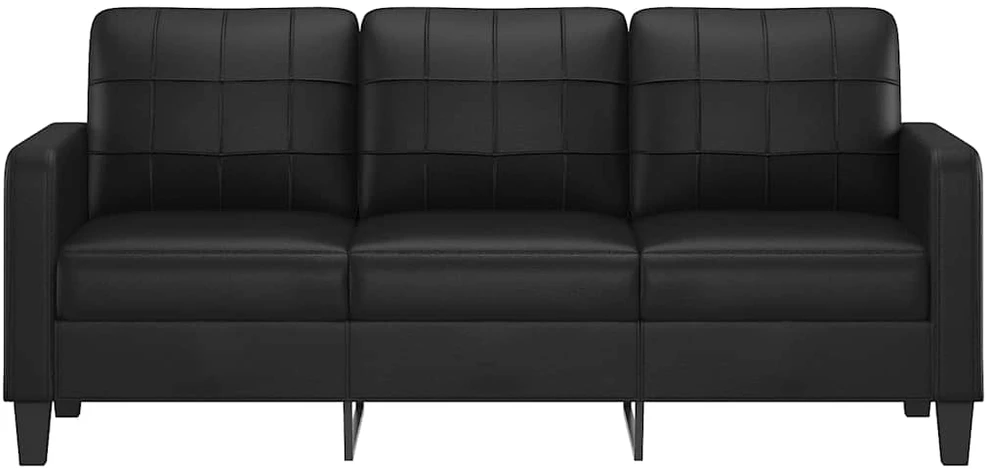 Fotelis Trivietė sofa, juodos spalvos, 180cm, dirbtinė oda