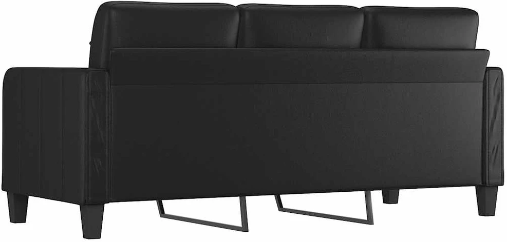Fotelis Trivietė sofa, juodos spalvos, 180cm, dirbtinė oda