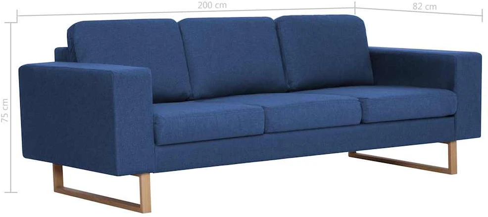 Fotelis Trivietė sofa, mėlyna, audinys