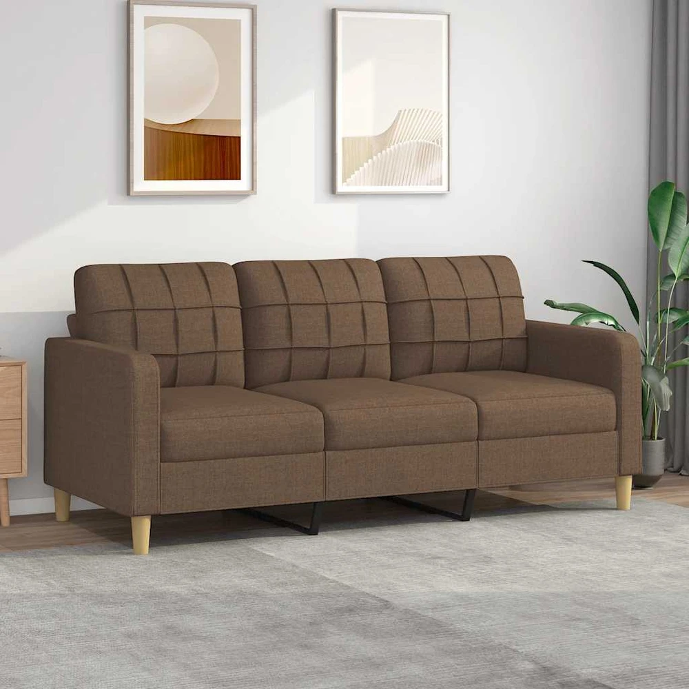 Fotelis Trivietė sofa, rudos spalvos, 180cm, audinys