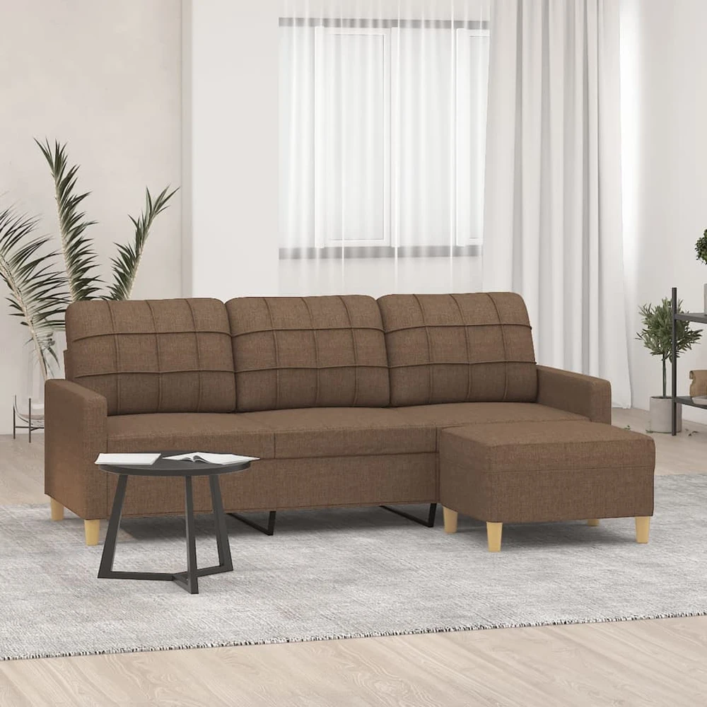 Fotelis Trivietė sofa su pakoja, rudos spalvos, 180cm, audinys