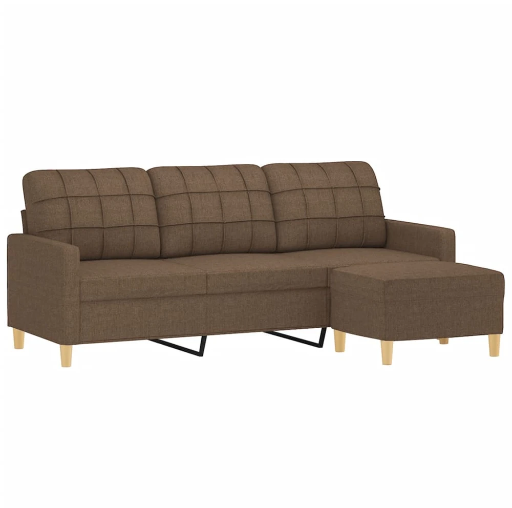 Fotelis Trivietė sofa su pakoja, rudos spalvos, 180cm, audinys