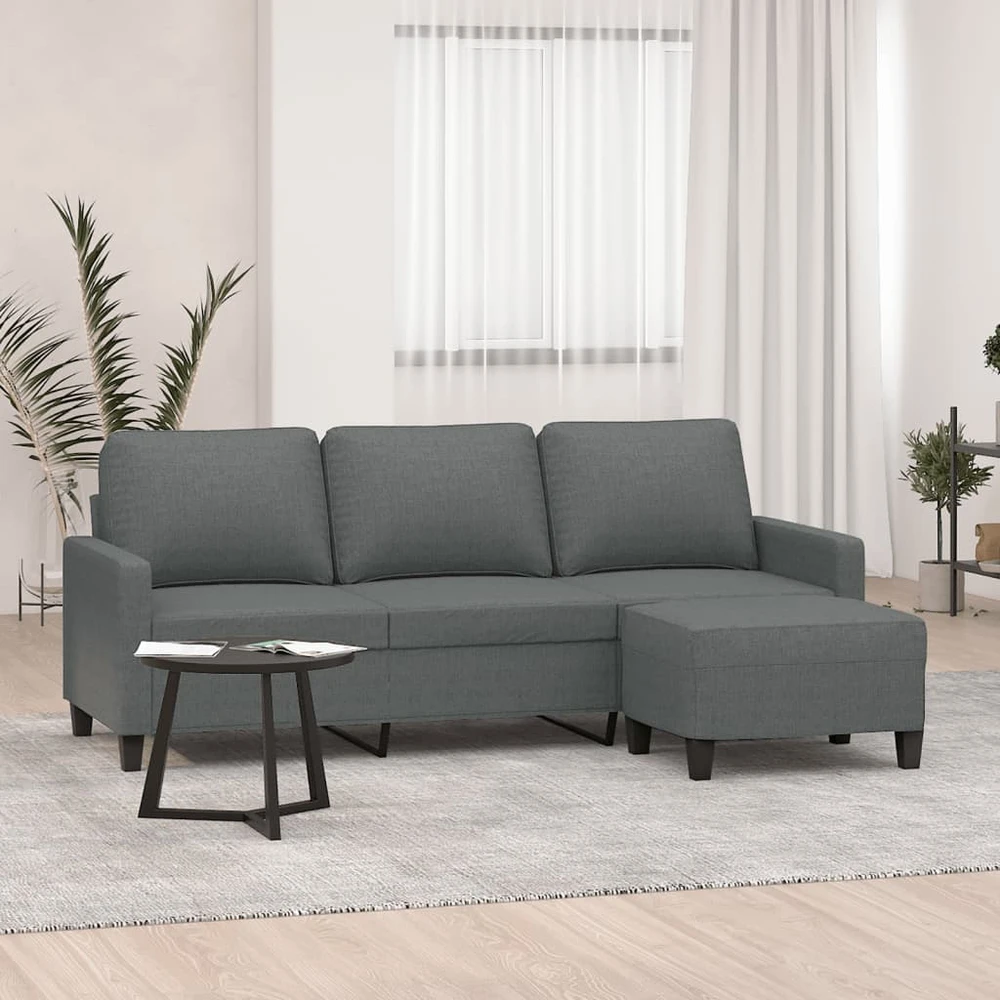 Fotelis Trivietė sofa su pakoja, tamsiai pilkos spalvos, 180cm, audinys