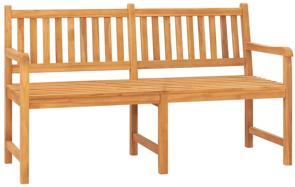 Trivietis sodo suoliukas su staliuku, 150cm, tikmedžio masyvas